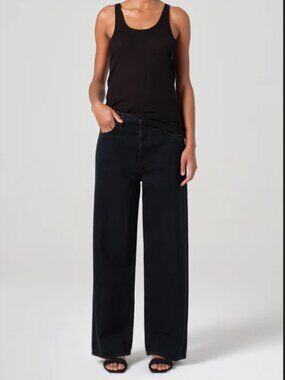 AGOLDE Low Slung Baggy Straight Jeans in Black Size 27